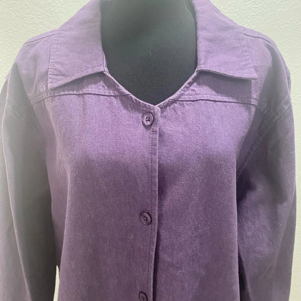 Denim&Co Lite Purple Jacket Size 2X Back‎ Embroidery On Back Pockets Comfortable